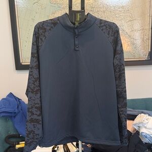 adidas Men's Dark Blue Quarter Zip (snaps) Long Sleeve Golf Shirt